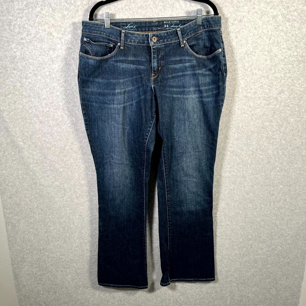 Levi's Jeans Mens 34x32 Blue Denim Medium Wash Bold Curve Skinny Bootcut Leg Vtg